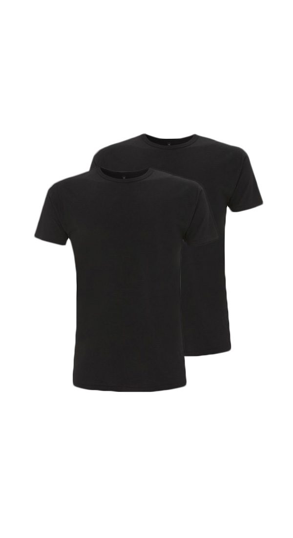 Bamboe T-shirts zwart 2 stuks regular fit
